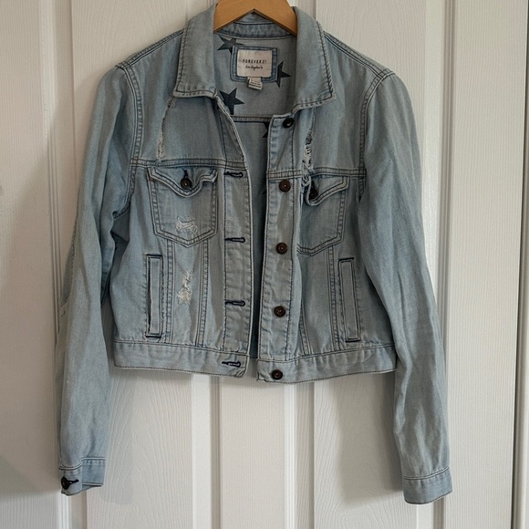 Forever 21 Light Blue Distressed Jean Jacket - Picture 1 of 9